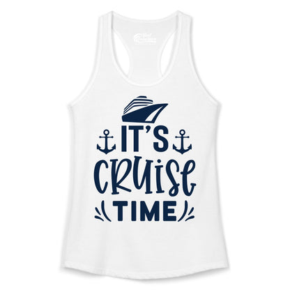 Its Cruise Time Shirt - Cruise Apparel Nautical Shirt Gift (Ladies Tank) in White - It’s Cruise Time Nautical Shirt With Anchors and Cruise Ship Graphic