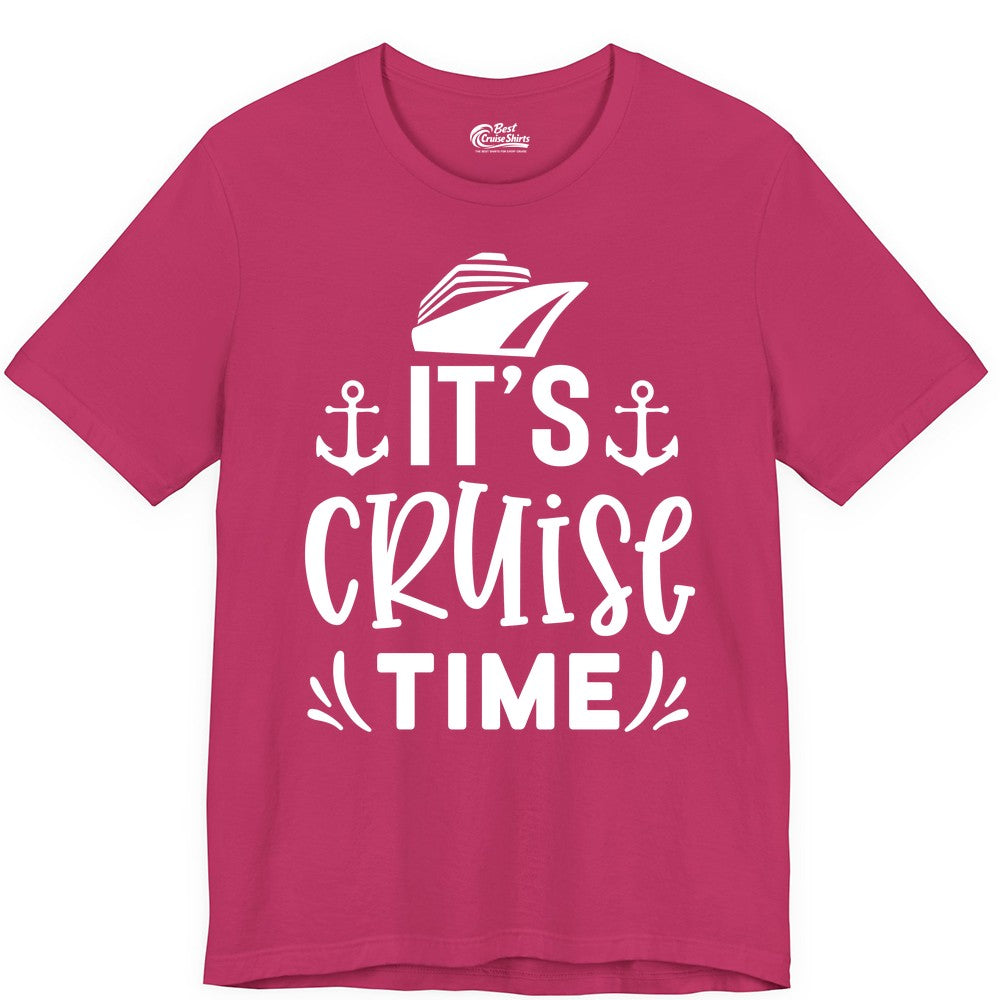 Its Cruise Time Shirt - Cruise Apparel Nautical Shirt Gift (Premium Tee) in Berry - It’s Cruise Time Nautical Shirt With Anchors and Cruise Ship Graphic