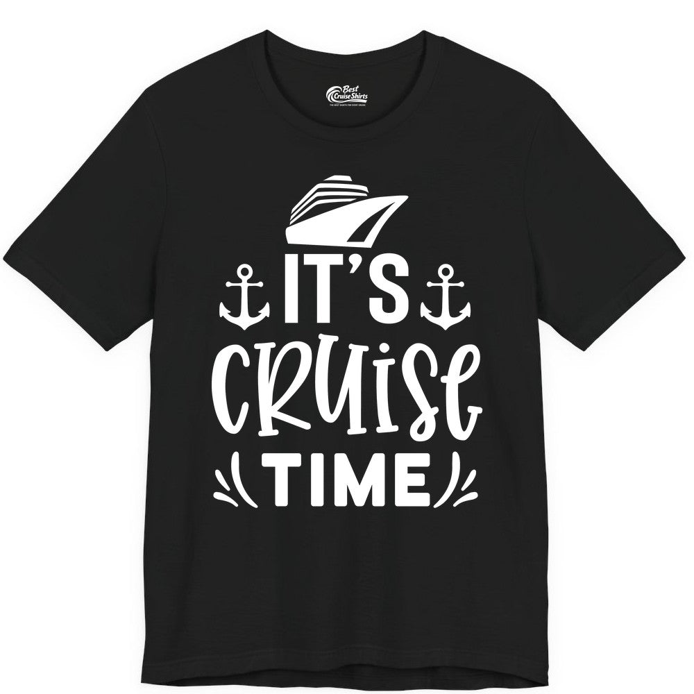 Its Cruise Time Shirt - Cruise Apparel Nautical Shirt Gift (Premium Tee) in Black - It’s Cruise Time Nautical Shirt With Anchors and Cruise Ship Graphic