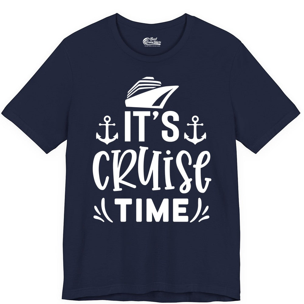 Its Cruise Time Shirt - Cruise Apparel Nautical Shirt Gift (Premium Tee) in Navy - It’s Cruise Time Nautical Shirt With Anchors and Cruise Ship Graphic