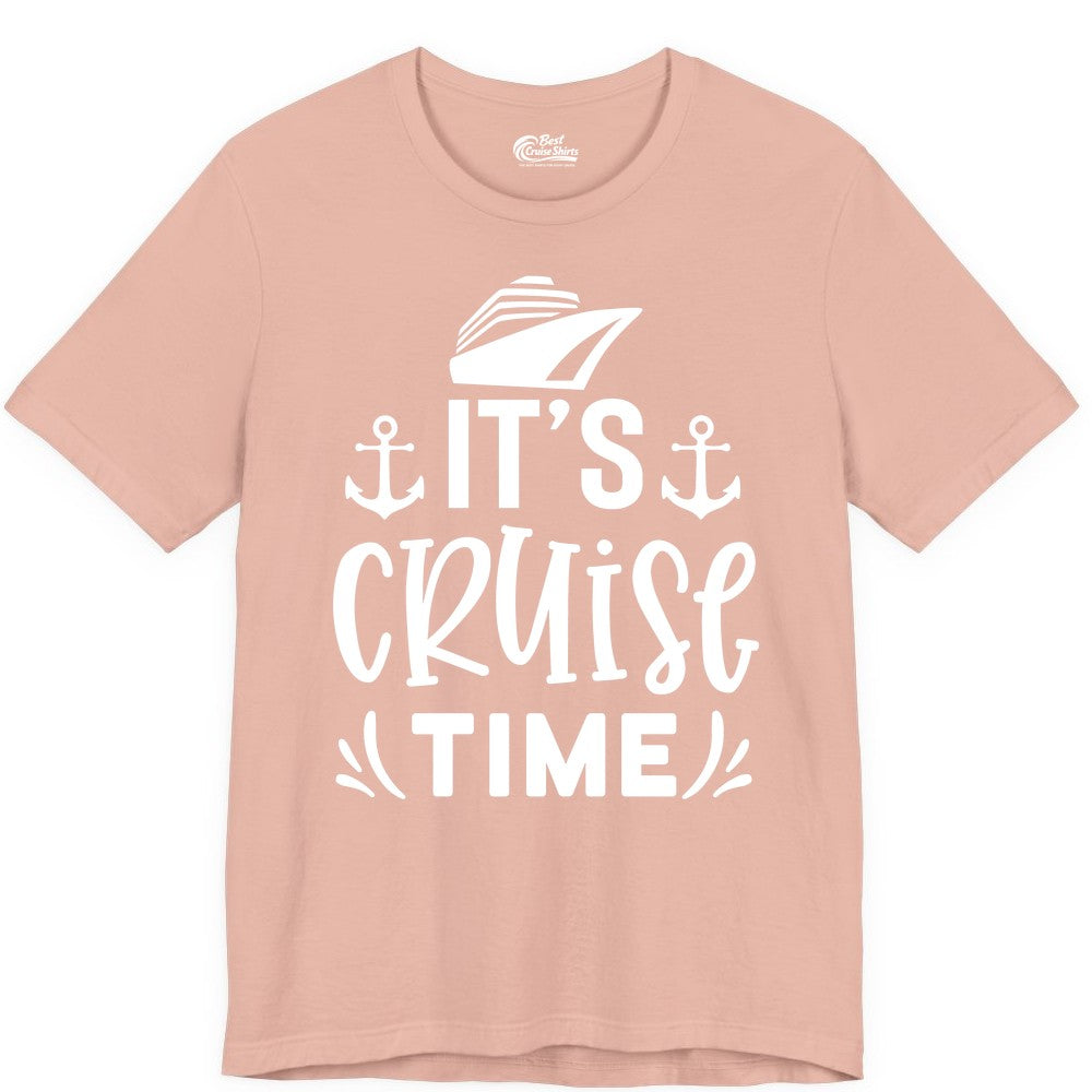 Its Cruise Time Shirt - Cruise Apparel Nautical Shirt Gift (Premium Tee) in Peach - It’s Cruise Time Nautical Shirt With Anchors and Cruise Ship Graphic