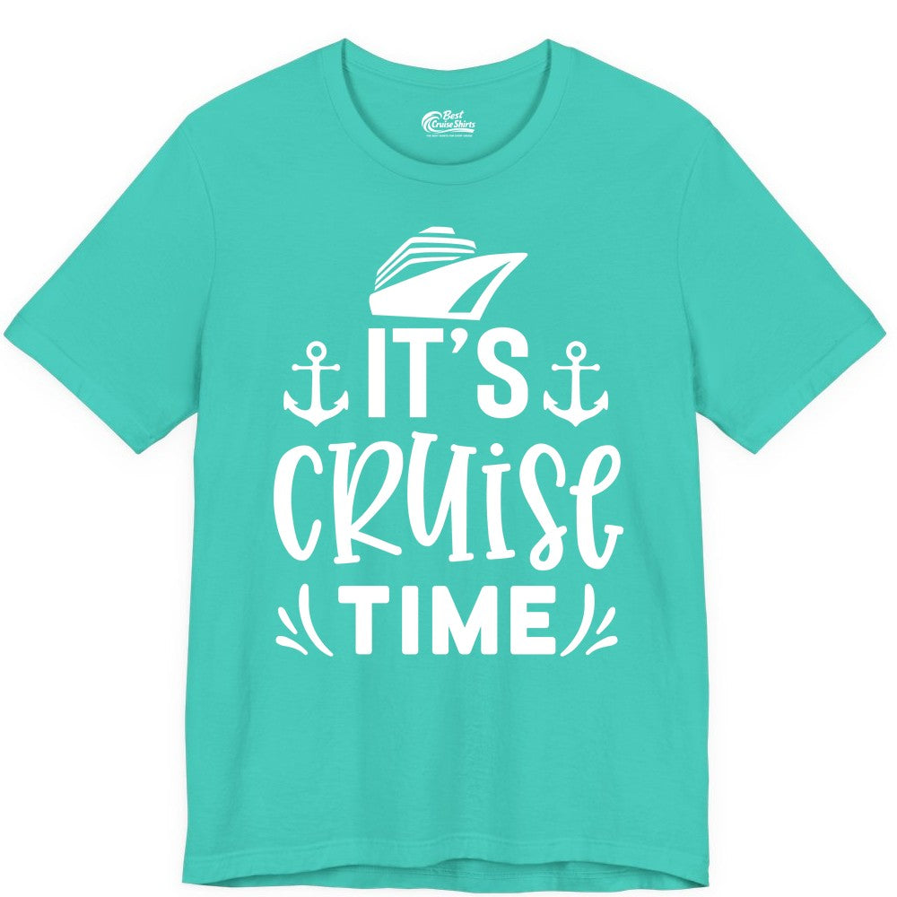 Its Cruise Time Shirt - Cruise Apparel Nautical Shirt Gift (Premium Tee) in Teal - It’s Cruise Time Nautical Shirt With Anchors and Cruise Ship Graphic