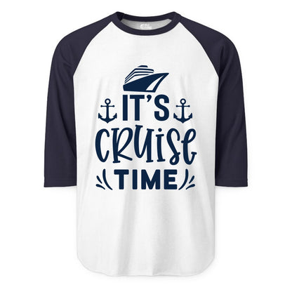 Its Cruise Time Shirt - Cruise Apparel Nautical Shirt Gift (Raglan) in WhiteNavy - It’s Cruise Time Nautical Shirt With Anchors and Cruise Ship Graphic