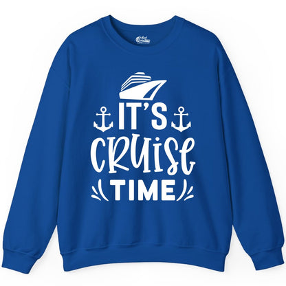 Its Cruise Time Shirt - Cruise Apparel Nautical Shirt Gift (Sweatshirt) in Royal - It’s Cruise Time Nautical Shirt With Anchors and Cruise Ship Graphic