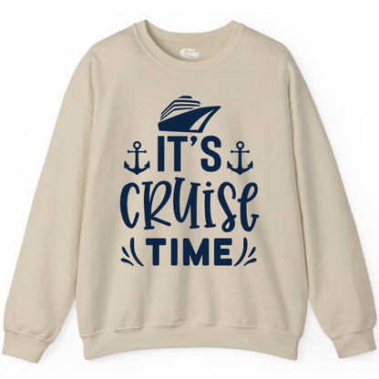 Its Cruise Time Shirt - Cruise Apparel Nautical Shirt Gift (Sweatshirt) in Sand - It’s Cruise Time Nautical Shirt With Anchors and Cruise Ship Graphic