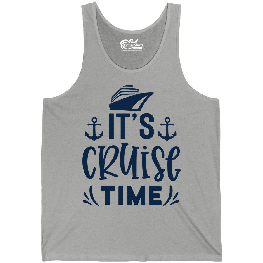 Its Cruise Time Shirt - Cruise Apparel Nautical Shirt Gift (Tank Top) in Athletic Heather - It’s Cruise Time Nautical Shirt With Anchors and Cruise Ship Graphic