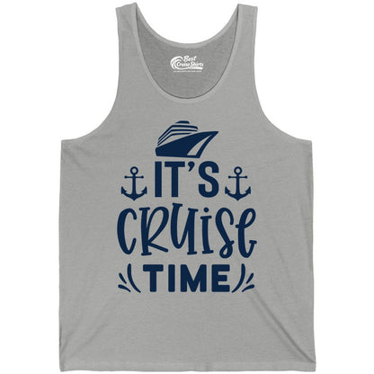 Its Cruise Time Shirt - Cruise Apparel Nautical Shirt Gift (Tank Top) in Athletic Heather - It’s Cruise Time Nautical Shirt With Anchors and Cruise Ship Graphic