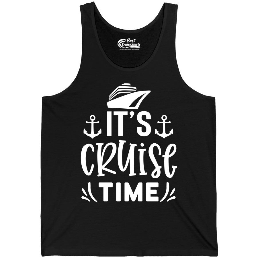 Its Cruise Time Shirt - Cruise Apparel Nautical Shirt Gift (Tank Top) in Black - It’s Cruise Time Nautical Shirt With Anchors and Cruise Ship Graphic