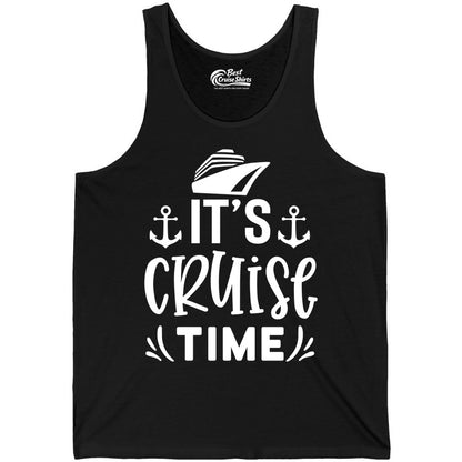 Its Cruise Time Shirt - Cruise Apparel Nautical Shirt Gift (Tank Top) in Black - It’s Cruise Time Nautical Shirt With Anchors and Cruise Ship Graphic