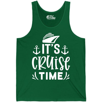 Its Cruise Time Shirt - Cruise Apparel Nautical Shirt Gift (Tank Top) in Kelly - It’s Cruise Time Nautical Shirt With Anchors and Cruise Ship Graphic