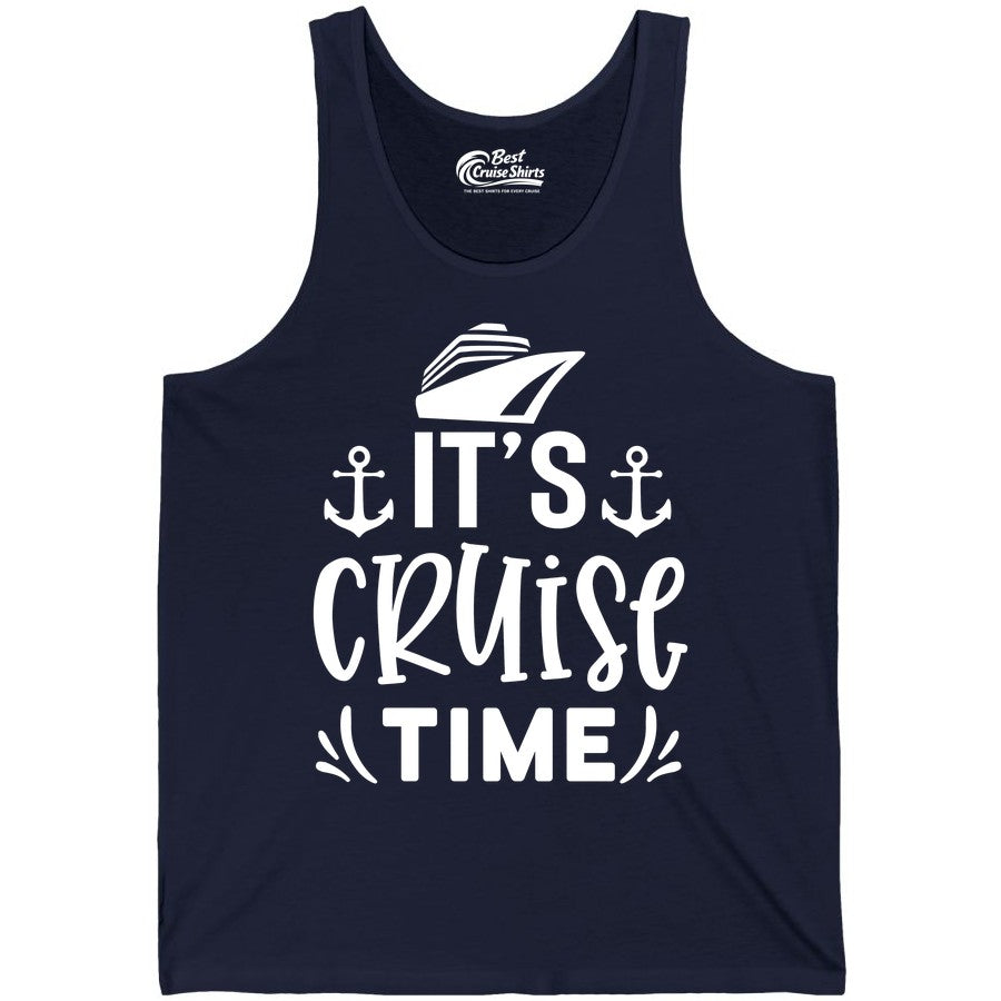 Its Cruise Time Shirt - Cruise Apparel Nautical Shirt Gift (Tank Top) in Navy - It’s Cruise Time Nautical Shirt With Anchors and Cruise Ship Graphic