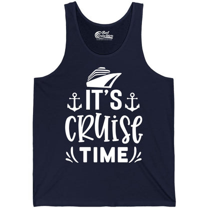 Its Cruise Time Shirt - Cruise Apparel Nautical Shirt Gift (Tank Top) in Navy - It’s Cruise Time Nautical Shirt With Anchors and Cruise Ship Graphic