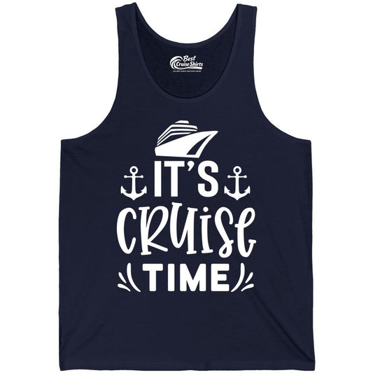 Its Cruise Time Shirt - Cruise Apparel Nautical Shirt Gift (Tank Top) in Navy - It’s Cruise Time Nautical Shirt With Anchors and Cruise Ship Graphic