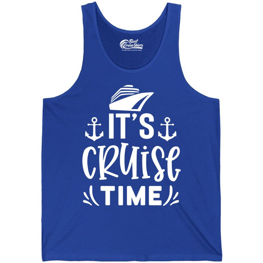 Its Cruise Time Shirt - Cruise Apparel Nautical Shirt Gift (Tank Top) in True Royal - It’s Cruise Time Nautical Shirt With Anchors and Cruise Ship Graphic