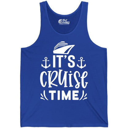 Its Cruise Time Shirt - Cruise Apparel Nautical Shirt Gift (Tank Top) in True Royal - It’s Cruise Time Nautical Shirt With Anchors and Cruise Ship Graphic