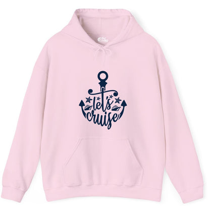 Let's Cruise Shirt - Nautical Anchor Cruise Vacation Tee for Groups (Hoodie) in Light Pink - Let's Cruise Shirt - Nautical Anchor and Cruise Ship Stars Design Tee