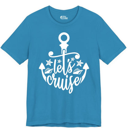 Let's Cruise Shirt - Nautical Anchor Cruise Vacation Tee for Groups (Premium Tee) in Aqua - Let's Cruise Shirt - Nautical Anchor and Cruise Ship Stars Design Tee