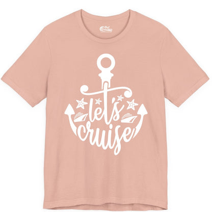 Let's Cruise Shirt - Nautical Anchor Cruise Vacation Tee for Groups (Premium Tee) in Peach - Let's Cruise Shirt - Nautical Anchor and Cruise Ship Stars Design Tee