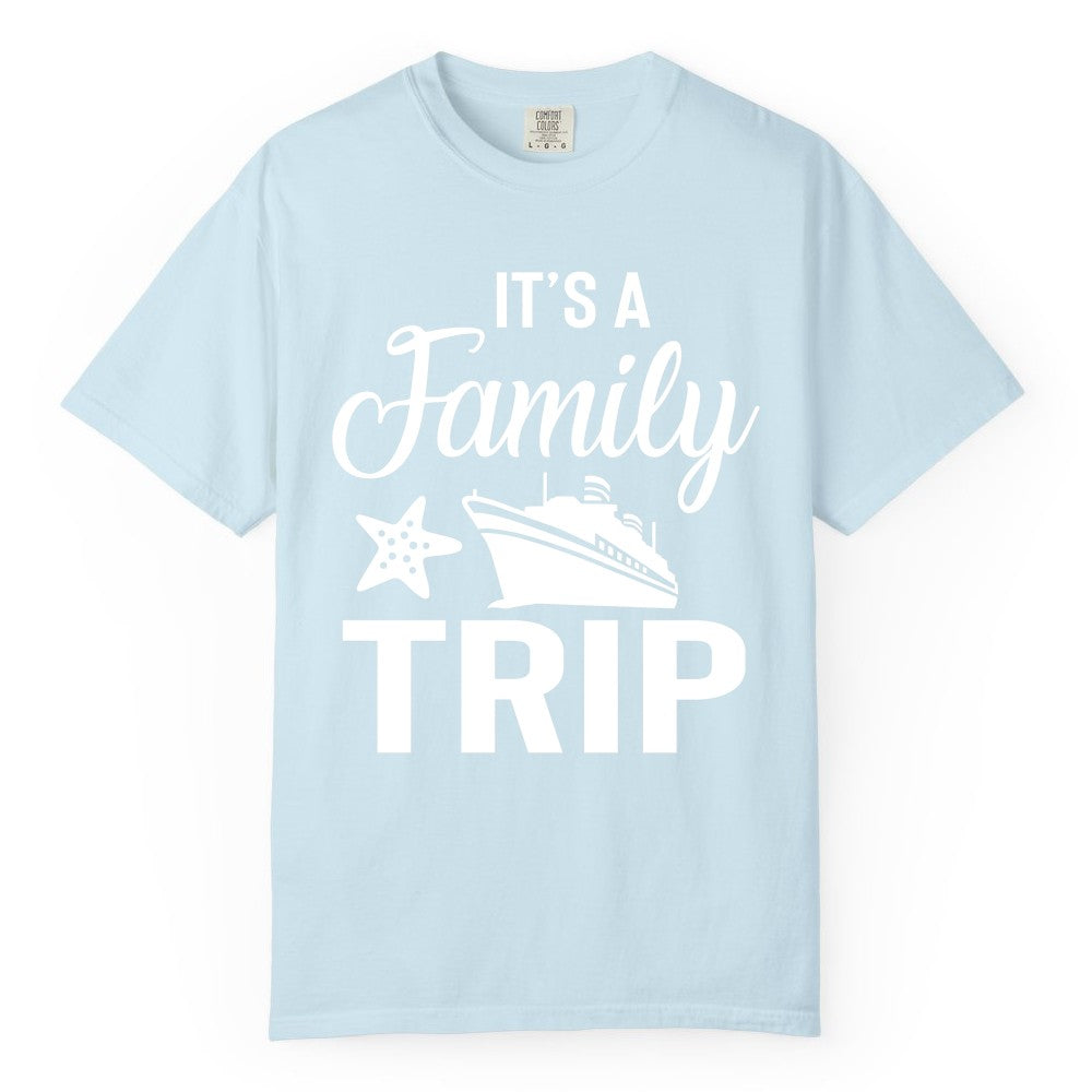 Family Cruise Shirt - Matching Family Vacation Shirts for Cruise Trips (Comfort Color) in Chambray - Family Cruise Trip Shirt - Nautical Matching Family Vacation Tee Design