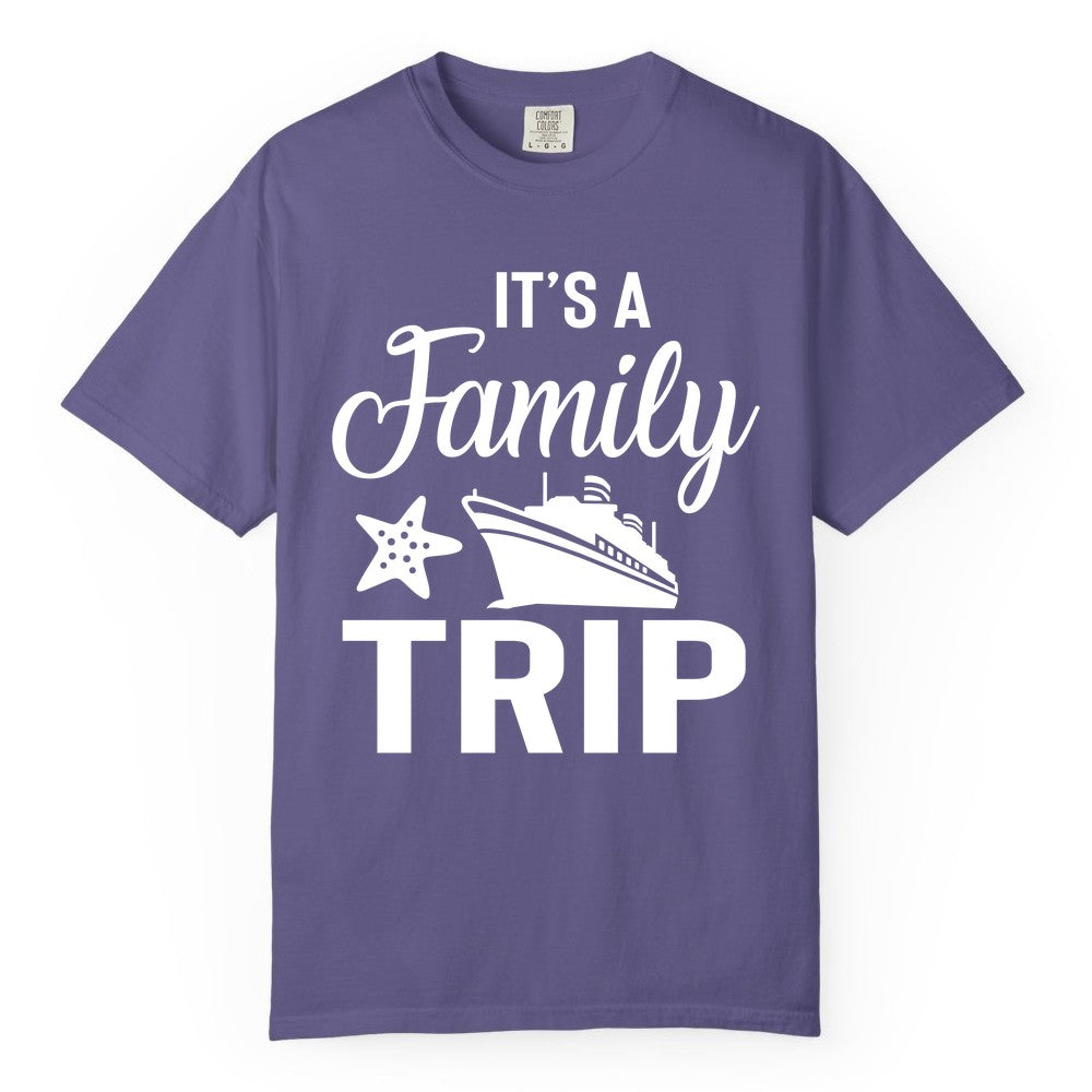 Family Cruise Shirt - Matching Family Vacation Shirts for Cruise Trips (Comfort Color) in Grape - Family Cruise Trip Shirt - Nautical Matching Family Vacation Tee Design