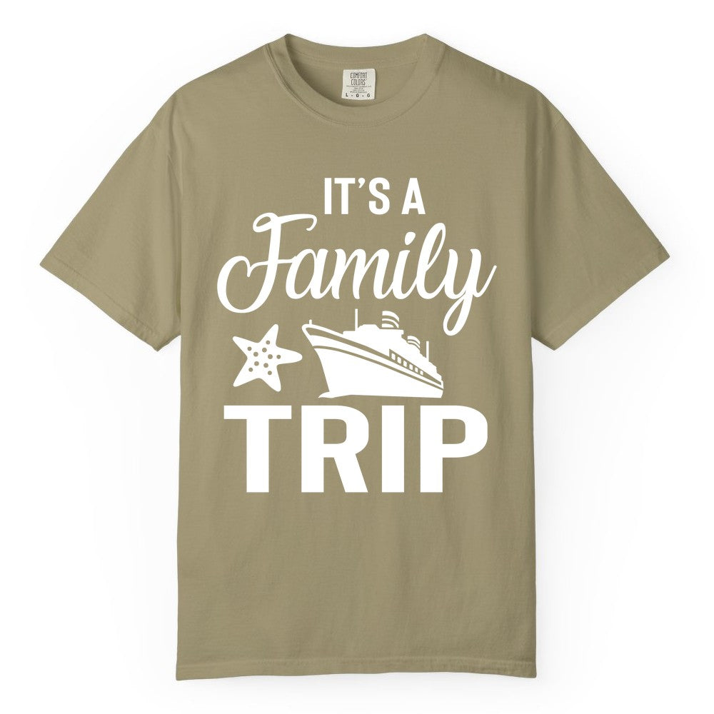 Family Cruise Shirt - Matching Family Vacation Shirts for Cruise Trips (Comfort Color) in Khaki - Family Cruise Trip Shirt - Nautical Matching Family Vacation Tee Design
