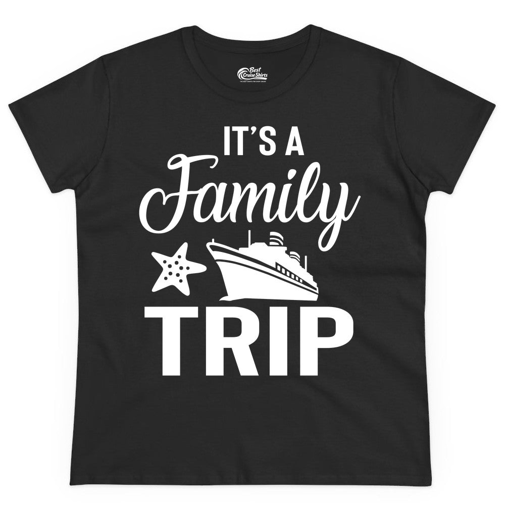 Family Cruise Shirt - Matching Family Vacation Shirts for Cruise Trips (Ladies Tee) in Black - Family Cruise Trip Shirt - Nautical Matching Family Vacation Tee Design