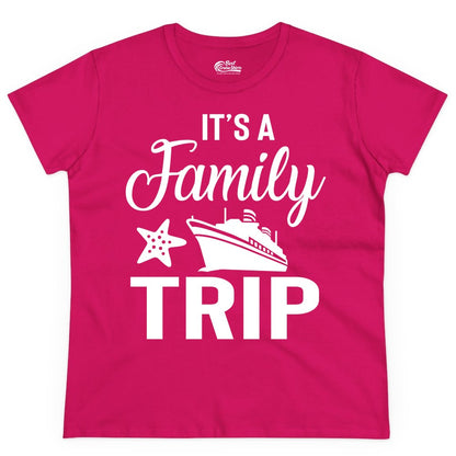 Family Cruise Shirt - Matching Family Vacation Shirts for Cruise Trips (Ladies Tee) in Heliconia - Family Cruise Trip Shirt - Nautical Matching Family Vacation Tee Design