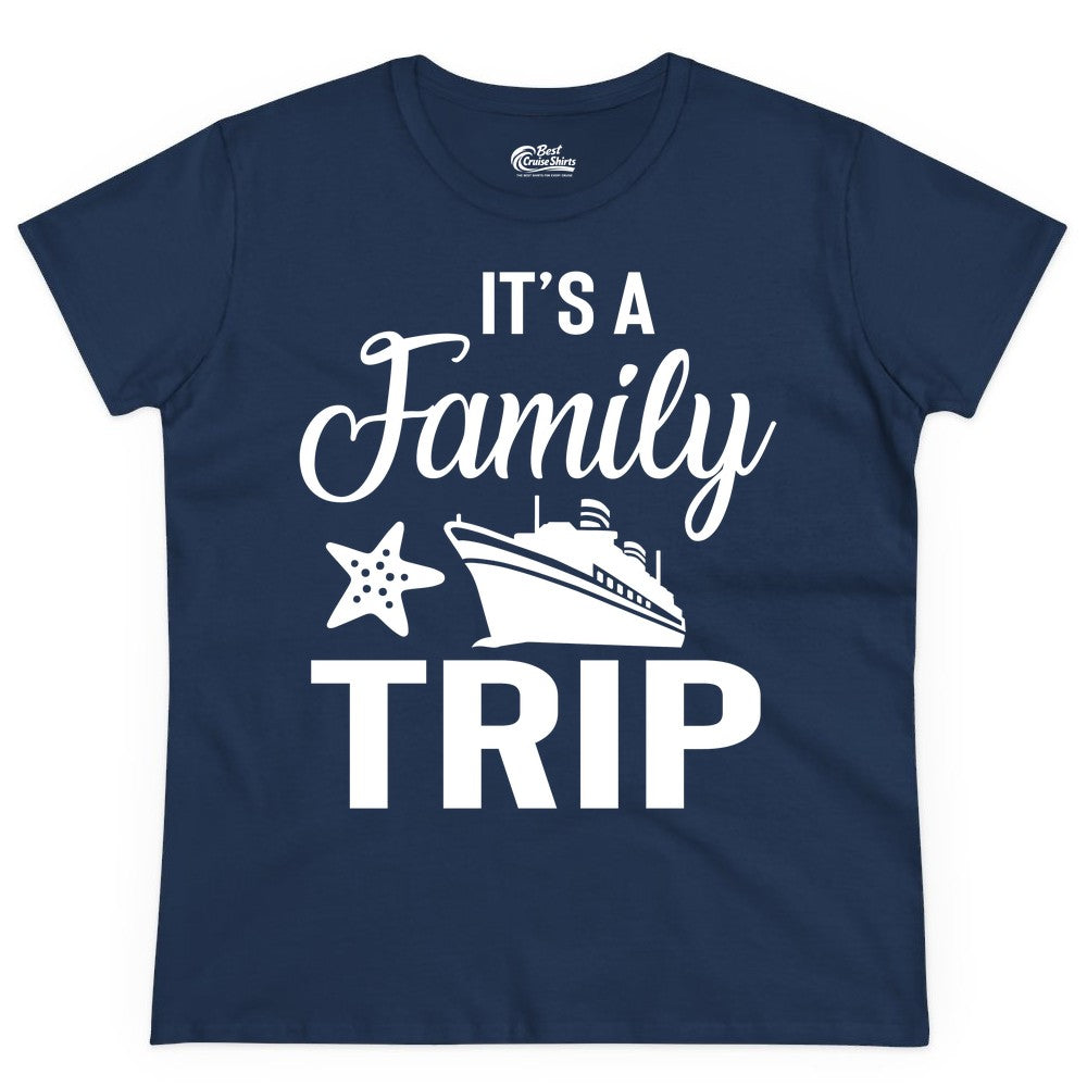 Family Cruise Shirt - Matching Family Vacation Shirts for Cruise Trips (Ladies Tee) in Navy - Family Cruise Trip Shirt - Nautical Matching Family Vacation Tee Design