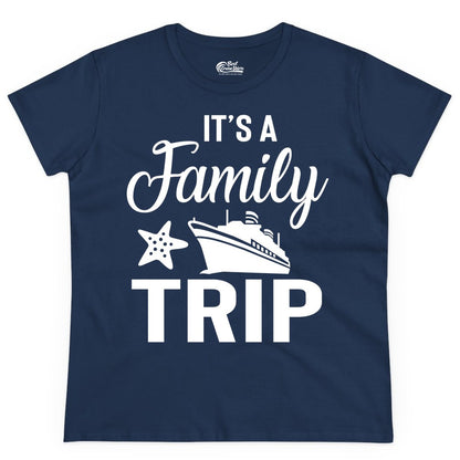 Family Cruise Shirt - Matching Family Vacation Shirts for Cruise Trips (Ladies Tee) in Navy - Family Cruise Trip Shirt - Nautical Matching Family Vacation Tee Design