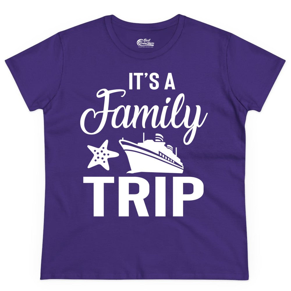 Family Cruise Shirt - Matching Family Vacation Shirts for Cruise Trips (Ladies Tee) in Purple - Family Cruise Trip Shirt - Nautical Matching Family Vacation Tee Design