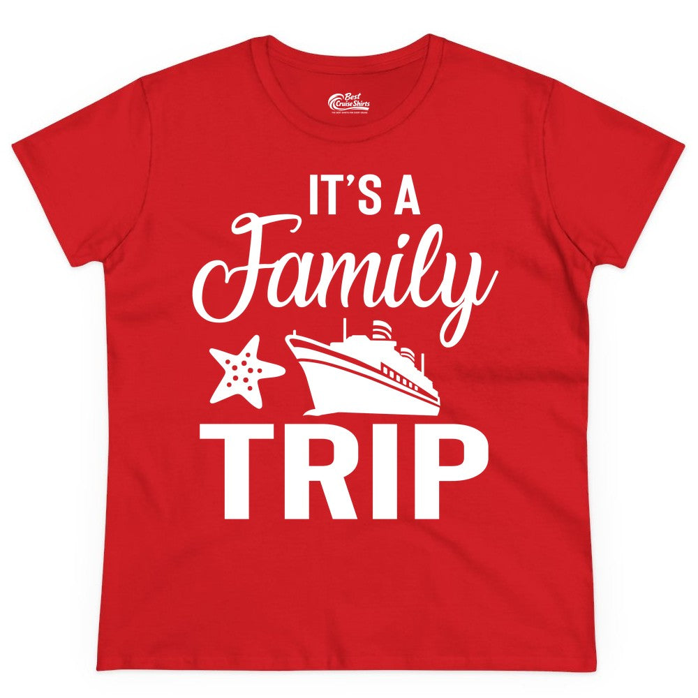 Family Cruise Shirt - Matching Family Vacation Shirts for Cruise Trips (Ladies Tee) in Red - Family Cruise Trip Shirt - Nautical Matching Family Vacation Tee Design
