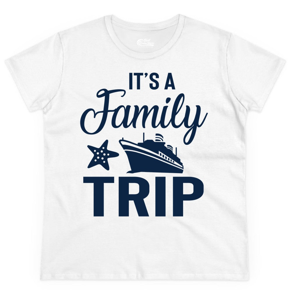 Family Cruise Shirt - Matching Family Vacation Shirts for Cruise Trips (Ladies Tee) in White - Family Cruise Trip Shirt - Nautical Matching Family Vacation Tee Design