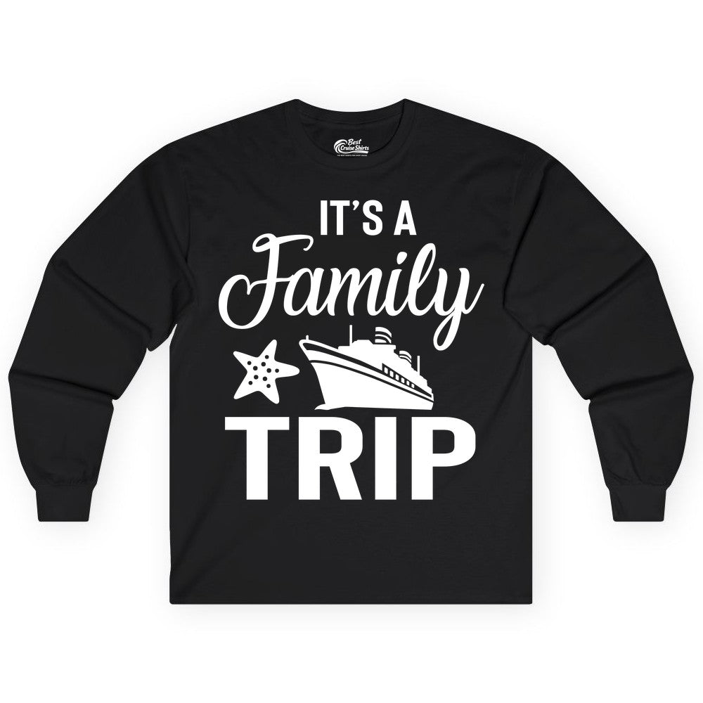 Family Cruise Shirt - Matching Family Vacation Shirts for Cruise Trips (Long Sleeve) in Black - Family Cruise Trip Shirt - Nautical Matching Family Vacation Tee Design