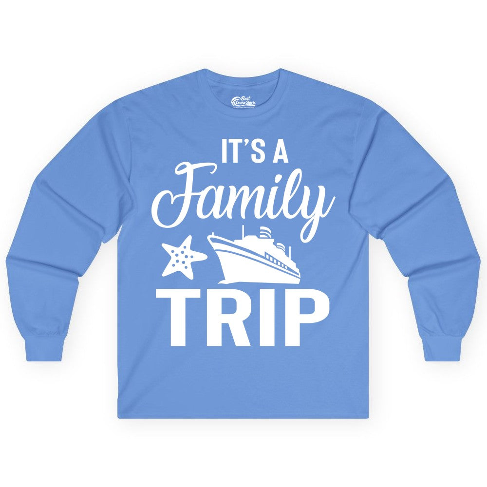 Family Cruise Shirt - Matching Family Vacation Shirts for Cruise Trips (Long Sleeve) in Carolina Blue - Family Cruise Trip Shirt - Nautical Matching Family Vacation Tee Design