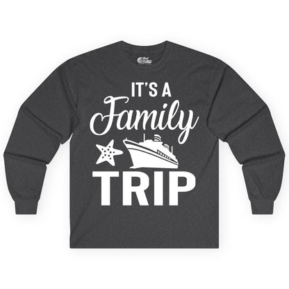 Family Cruise Shirt - Matching Family Vacation Shirts for Cruise Trips (Long Sleeve) in Dark Heather - Family Cruise Trip Shirt - Nautical Matching Family Vacation Tee Design