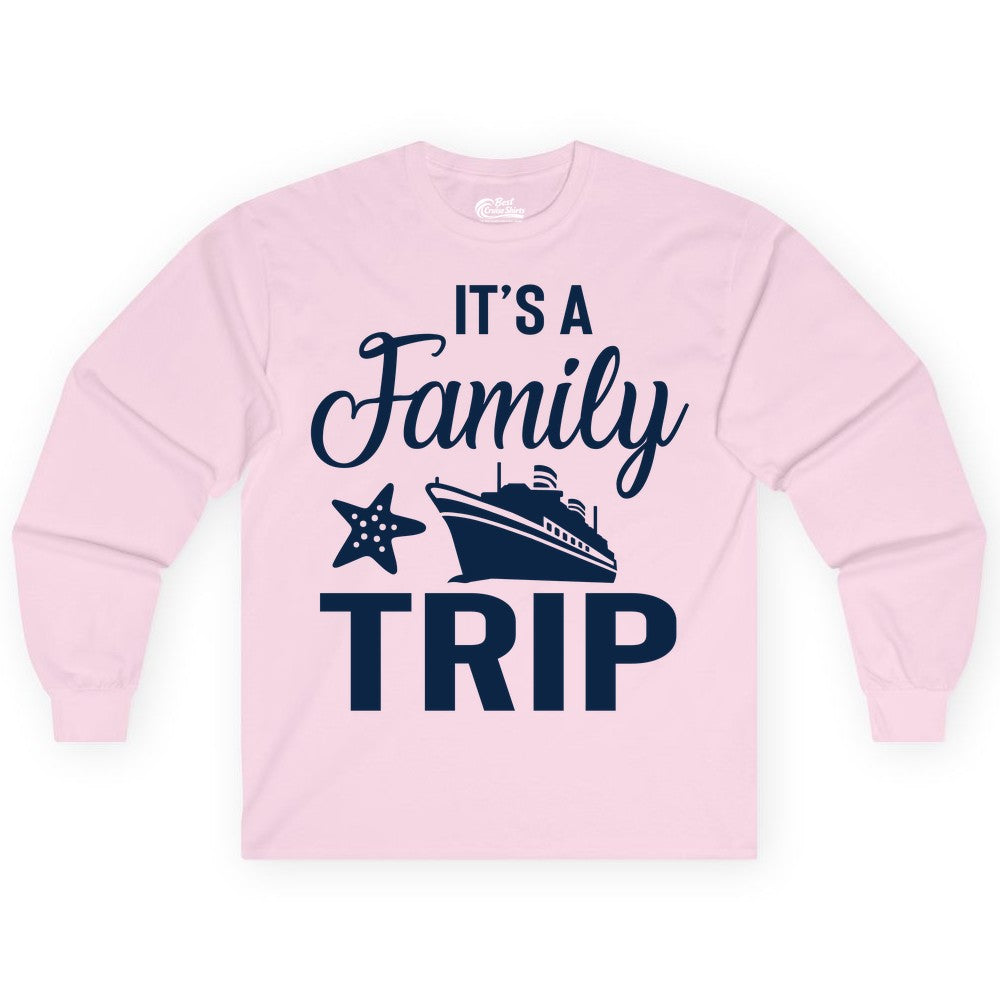 Family Cruise Shirt - Matching Family Vacation Shirts for Cruise Trips (Long Sleeve) in Light Pink - Family Cruise Trip Shirt - Nautical Matching Family Vacation Tee Design