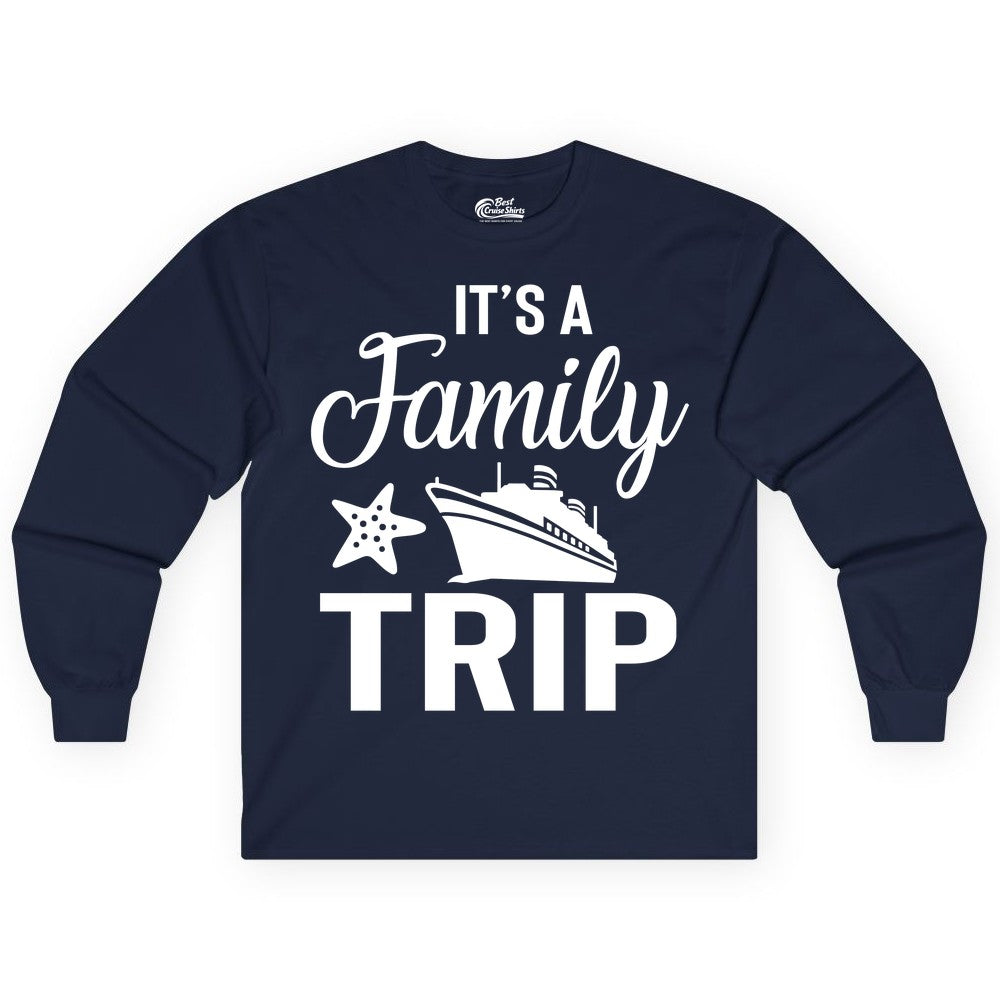 Family Cruise Shirt - Matching Family Vacation Shirts for Cruise Trips (Long Sleeve) in Navy - Family Cruise Trip Shirt - Nautical Matching Family Vacation Tee Design