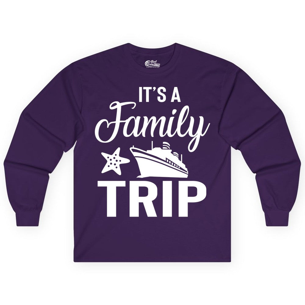 Family Cruise Shirt - Matching Family Vacation Shirts for Cruise Trips (Long Sleeve) in Purple - Family Cruise Trip Shirt - Nautical Matching Family Vacation Tee Design