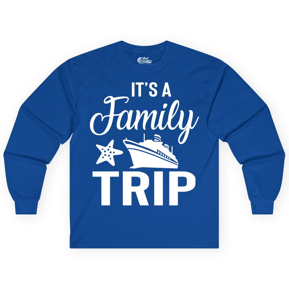 Family Cruise Shirt - Matching Family Vacation Shirts for Cruise Trips (Long Sleeve) in Royal - Family Cruise Trip Shirt - Nautical Matching Family Vacation Tee Design
