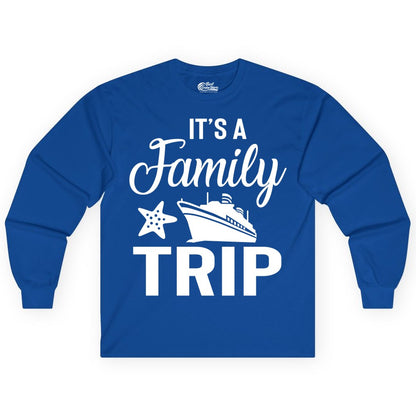 Family Cruise Shirt - Matching Family Vacation Shirts for Cruise Trips (Long Sleeve) in Royal - Family Cruise Trip Shirt - Nautical Matching Family Vacation Tee Design