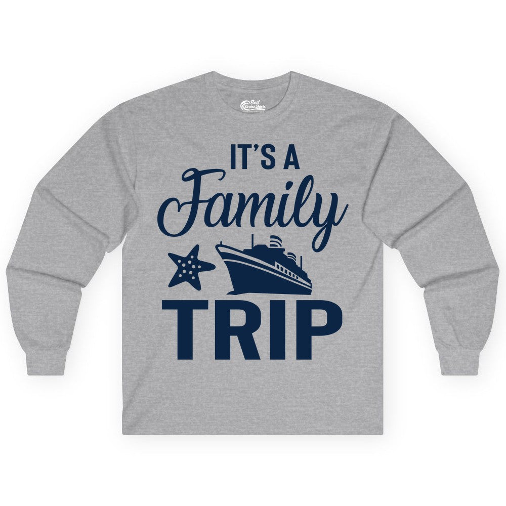 Family Cruise Shirt - Matching Family Vacation Shirts for Cruise Trips (Long Sleeve) in Sport Grey - Family Cruise Trip Shirt - Nautical Matching Family Vacation Tee Design