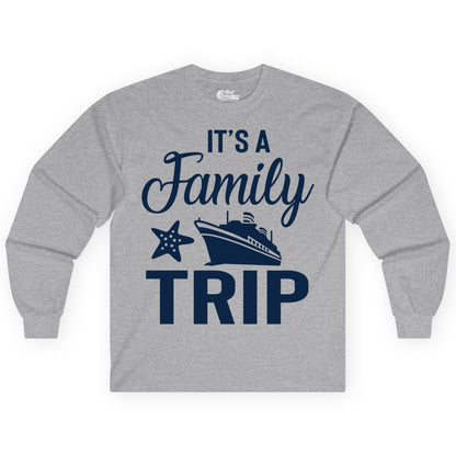 Family Cruise Shirt - Matching Family Vacation Shirts for Cruise Trips (Long Sleeve) in Sport Grey - Family Cruise Trip Shirt - Nautical Matching Family Vacation Tee Design