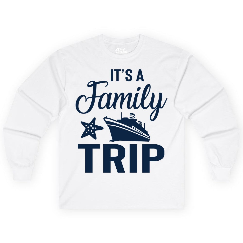 Family Cruise Shirt - Matching Family Vacation Shirts for Cruise Trips (Long Sleeve) in White - Family Cruise Trip Shirt - Nautical Matching Family Vacation Tee Design
