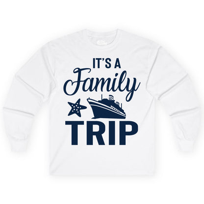 Family Cruise Shirt - Matching Family Vacation Shirts for Cruise Trips (Long Sleeve) in White - Family Cruise Trip Shirt - Nautical Matching Family Vacation Tee Design