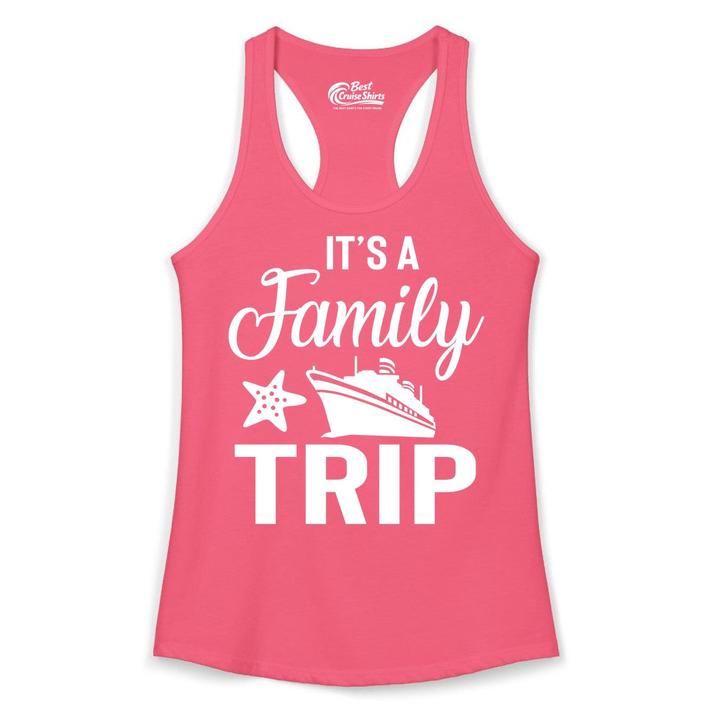 Family Cruise Shirt - Matching Family Vacation Shirts for Cruise Trips (Ladies Tank) in Hot Pink - Family Cruise Trip Shirt - Nautical Matching Family Vacation Tee Design