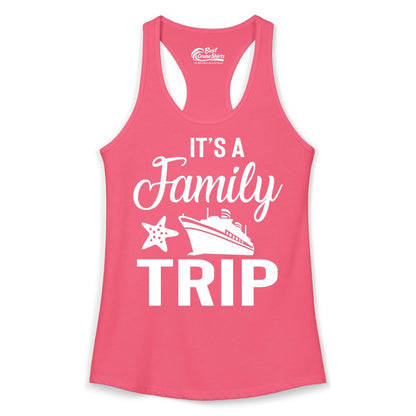 Family Cruise Shirt - Matching Family Vacation Shirts for Cruise Trips (Ladies Tank) in Hot Pink - Family Cruise Trip Shirt - Nautical Matching Family Vacation Tee Design