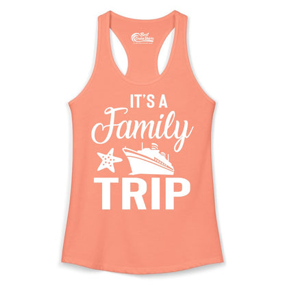 Family Cruise Shirt - Matching Family Vacation Shirts for Cruise Trips (Ladies Tank) in Solid Light Orange - Family Cruise Trip Shirt - Nautical Matching Family Vacation Tee Design