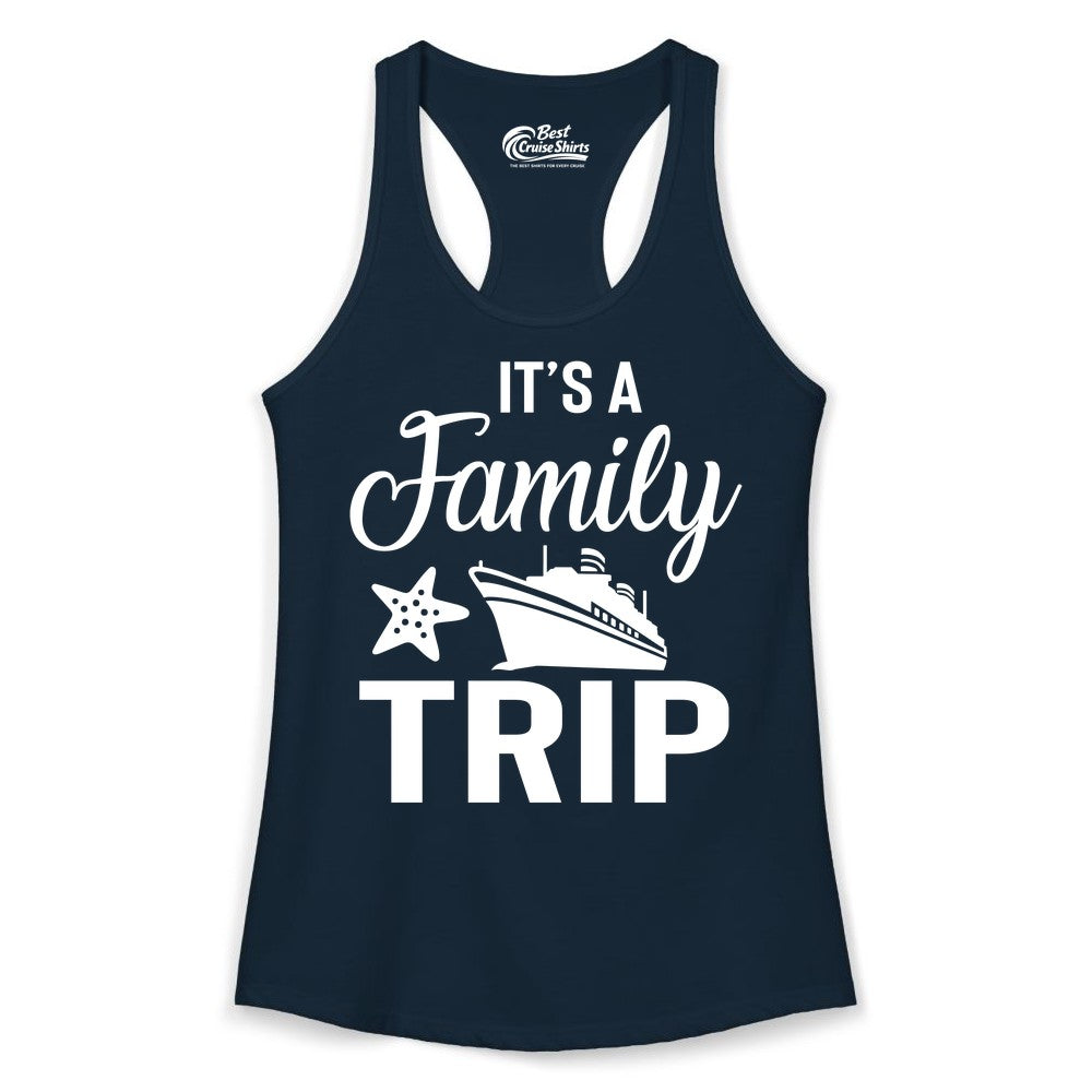 Family Cruise Shirt - Matching Family Vacation Shirts for Cruise Trips (Ladies Tank) in Solid Midnight Navy - Family Cruise Trip Shirt - Nautical Matching Family Vacation Tee Design