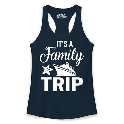 Family Cruise Shirt - Matching Family Vacation Shirts for Cruise Trips (Ladies Tank) in Solid Midnight Navy - Family Cruise Trip Shirt - Nautical Matching Family Vacation Tee Design