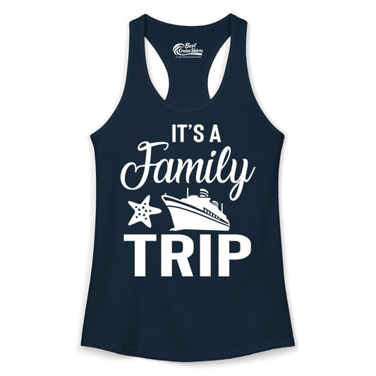 Family Cruise Shirt - Matching Family Vacation Shirts for Cruise Trips (Ladies Tank) in Solid Midnight Navy - Family Cruise Trip Shirt - Nautical Matching Family Vacation Tee Design